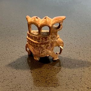 Vintage Indian Wood Carving Elephant Miniature Figurine